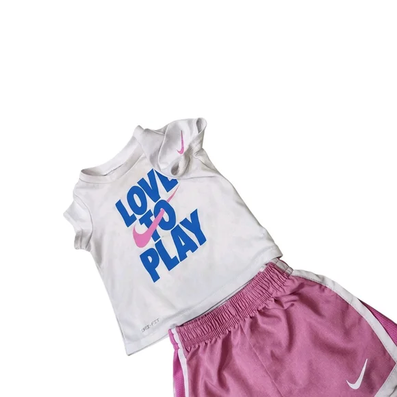 Nike Toddler Dri-FIT 2-Piece Outfit Love To Play Pink White Size 12M - Picture 3 of 5